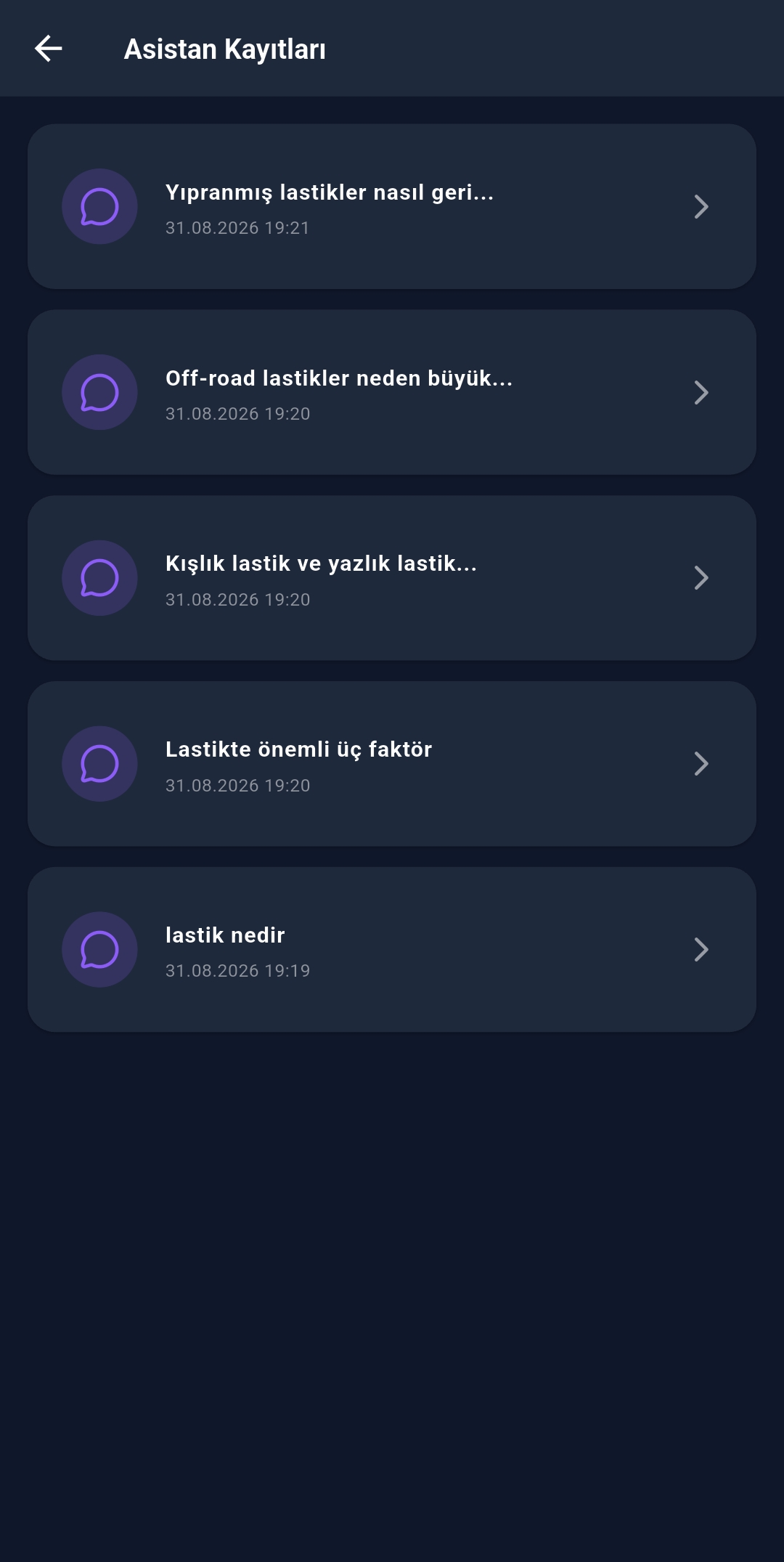Tyris asistan kayıtları