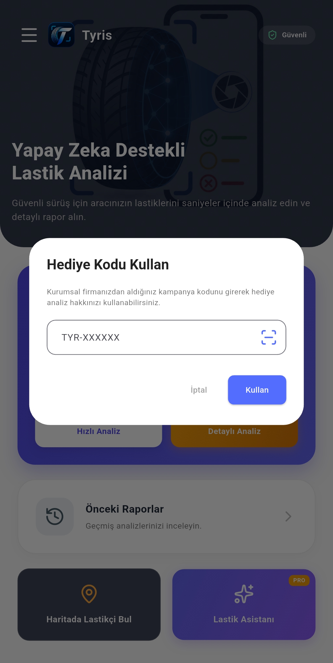 Tyris hediye kodu ekranı